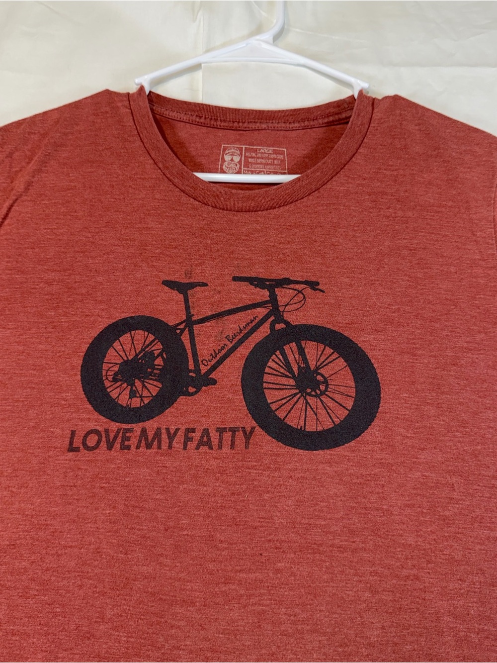 Outdoor Beersman Rust Red Graphic Tee - Love My Fatty Bike - Picture 3 of 7